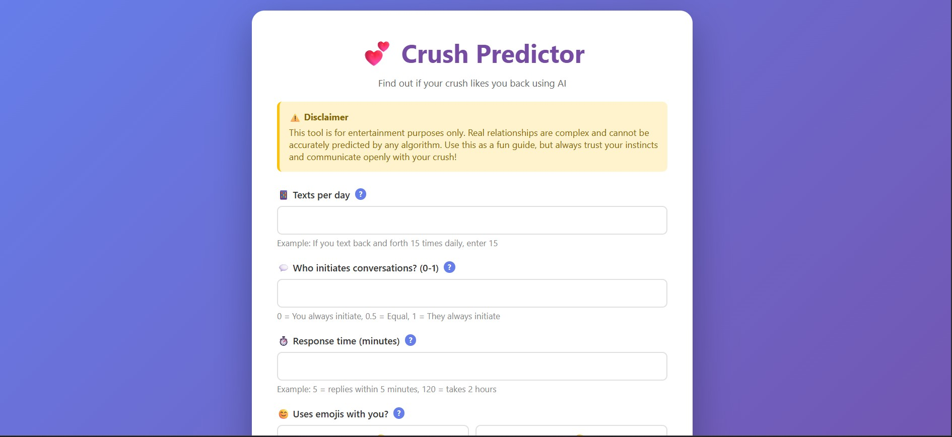 Crush Predictor - A tiny ML-powered web app